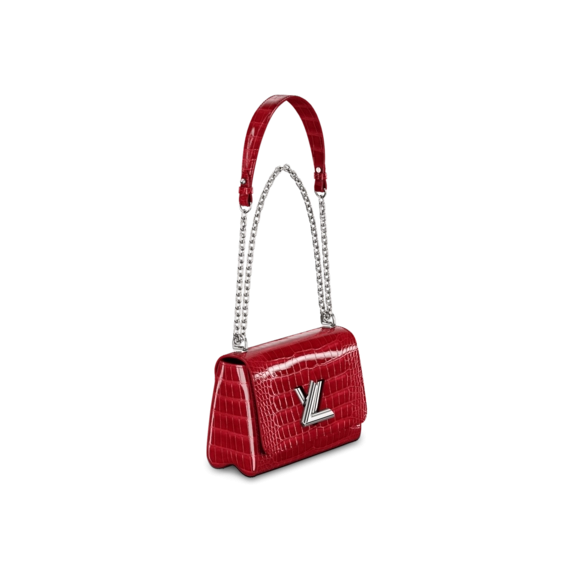 Be the envy of your friends with the Louis Vuitton Twist MM Red. Buy original, brand new and make a statement today.